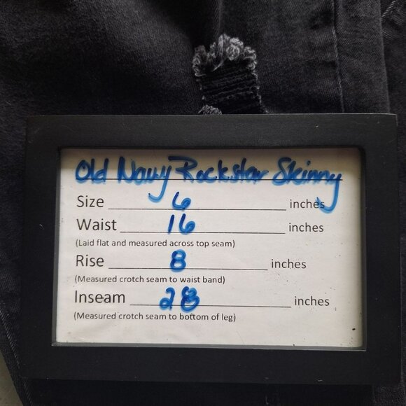 Old Navy Rockstar Super Skinny Black Jeans Womens Size 6 Distressed Stretch - Picture 3 of 8